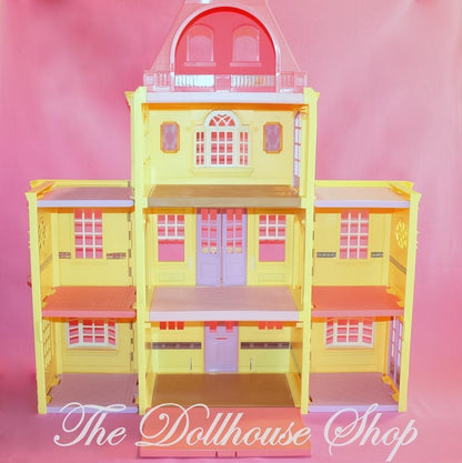 Fisher Price Loving Family Twin Time Yellow Folding Dollhouse Mansion-The Dollhouse Shop