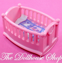 Fisher Price My First Dollhouse Nursery Baby's Room Rocking Pink Doll Cradle Crib-Toys & Hobbies:Preschool Toys & Pretend Play:Fisher-Price:1963-Now:Dollhouses-Fisher-Price-Dollhouse,Fisher Price,My First Dollhouse,Nursery Room,Used-The Dollhouse Shop