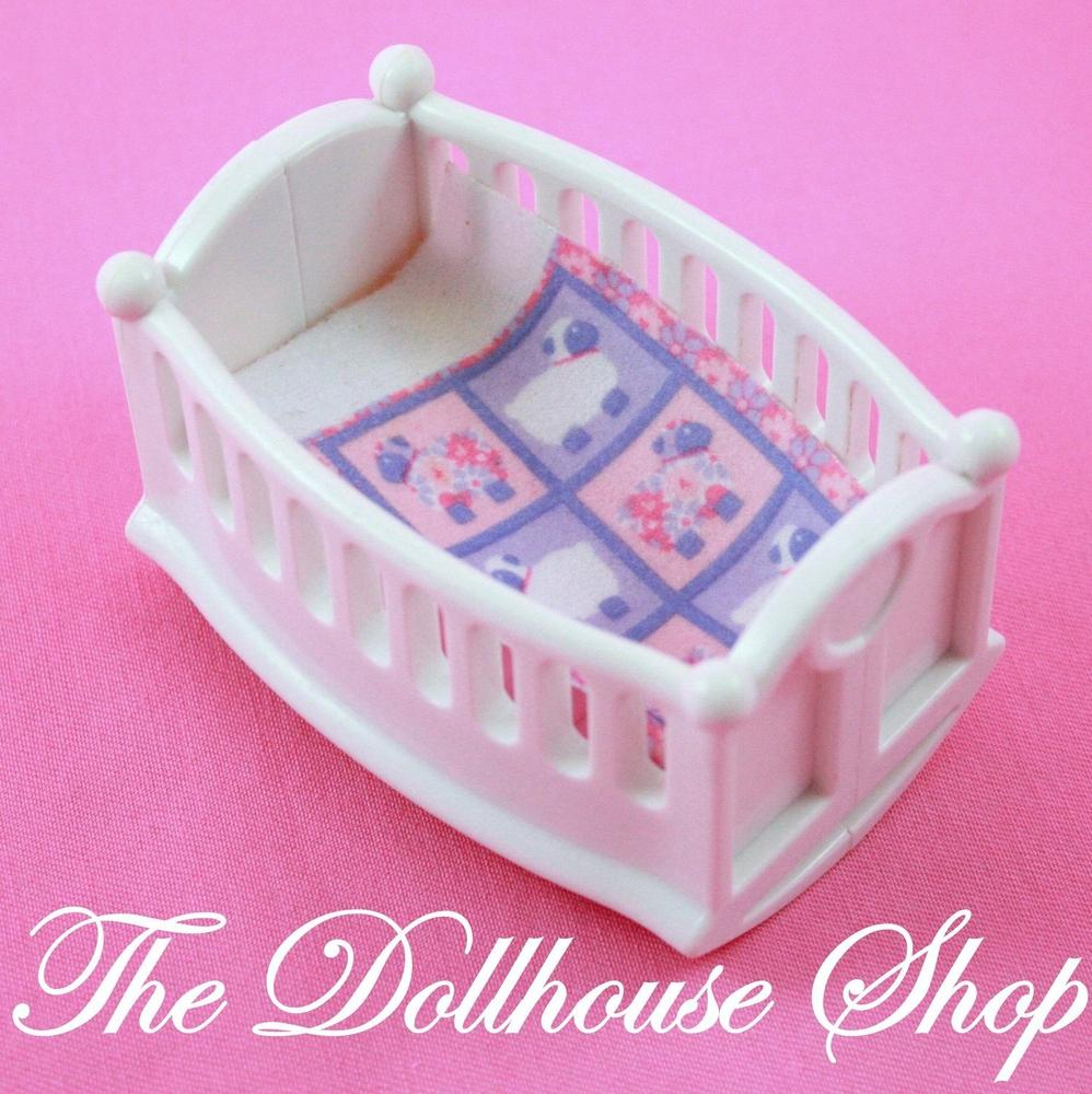 Fisher Price My First Dollhouse Nursery Baby's Room White Rocking Cradle Crib-Toys & Hobbies:Preschool Toys & Pretend Play:Fisher-Price:1963-Now:Dollhouses-Fisher-Price-Dollhouse,Fisher Price,My First Dollhouse,Nursery Room,Used-The Dollhouse Shop