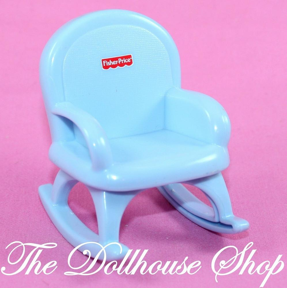 Fisher Price My First Dollhouse Nursery Blue Doll Rocking Chair Baby's Room-Toys & Hobbies:Preschool Toys & Pretend Play:Fisher-Price:1963-Now:Dollhouses-Fisher-Price-Baby,Blue,Chairs,Dollhouse,Fisher Price,My First Dollhouse,Nursery Room,Used-The Dollhouse Shop