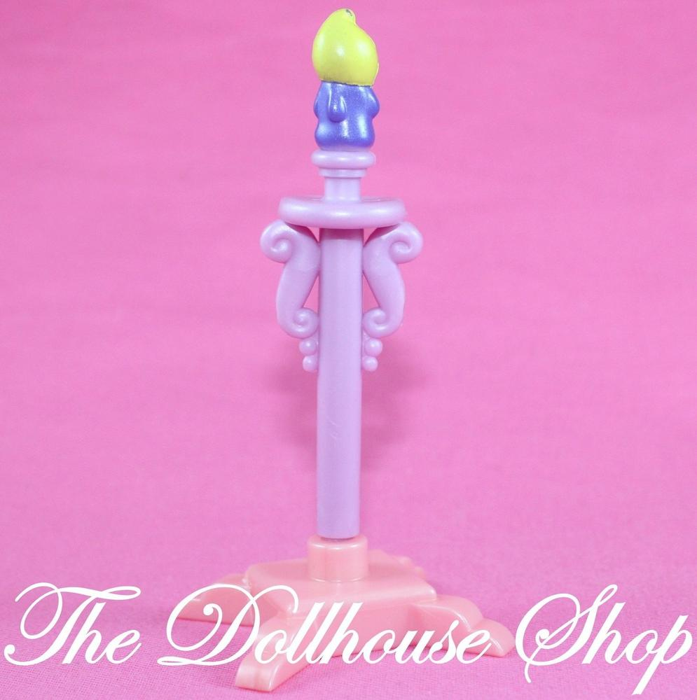 Fisher Price Once upon a Dream Castle Dollhouse Purple Candle Stick lamp-Toys & Hobbies:Preschool Toys & Pretend Play:Fisher-Price:1963-Now:Dollhouses-Fisher-Price-Dollhouse,Fisher Price,Lamps & Coffee Tables,Once Upon a Dream Castle,Purple,Used-The Dollhouse Shop