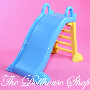 Fisher Price loving Family Dollhouse Blue Backyard Fun Slide Playground-Toys & Hobbies:Preschool Toys & Pretend Play:Fisher-Price:1963-Now:Dollhouses-Fisher-Price-Backyard Fun, Dollhouse, Fisher Price, Loving Family, Outdoor Furniture, Pink, Used-The Dollhouse Shop