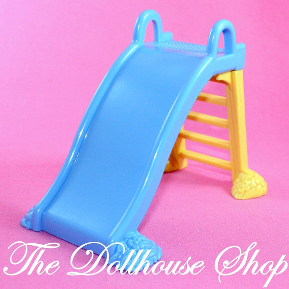 Fisher Price loving Family Dollhouse Blue Backyard Fun Slide Playground-Toys & Hobbies:Preschool Toys & Pretend Play:Fisher-Price:1963-Now:Dollhouses-Fisher-Price-Backyard Fun, Dollhouse, Fisher Price, Loving Family, Outdoor Furniture, Pink, Used-The Dollhouse Shop