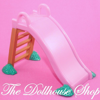 Fisher Price loving Family Dollhouse Pink Backyard Fun Slide Playground-Toys & Hobbies:Preschool Toys & Pretend Play:Fisher-Price:1963-Now:Dollhouses-Fisher-Price-Backyard Fun,Dollhouse,Fisher Price,Loving Family,Outdoor Furniture,Pink,Used-The Dollhouse Shop
