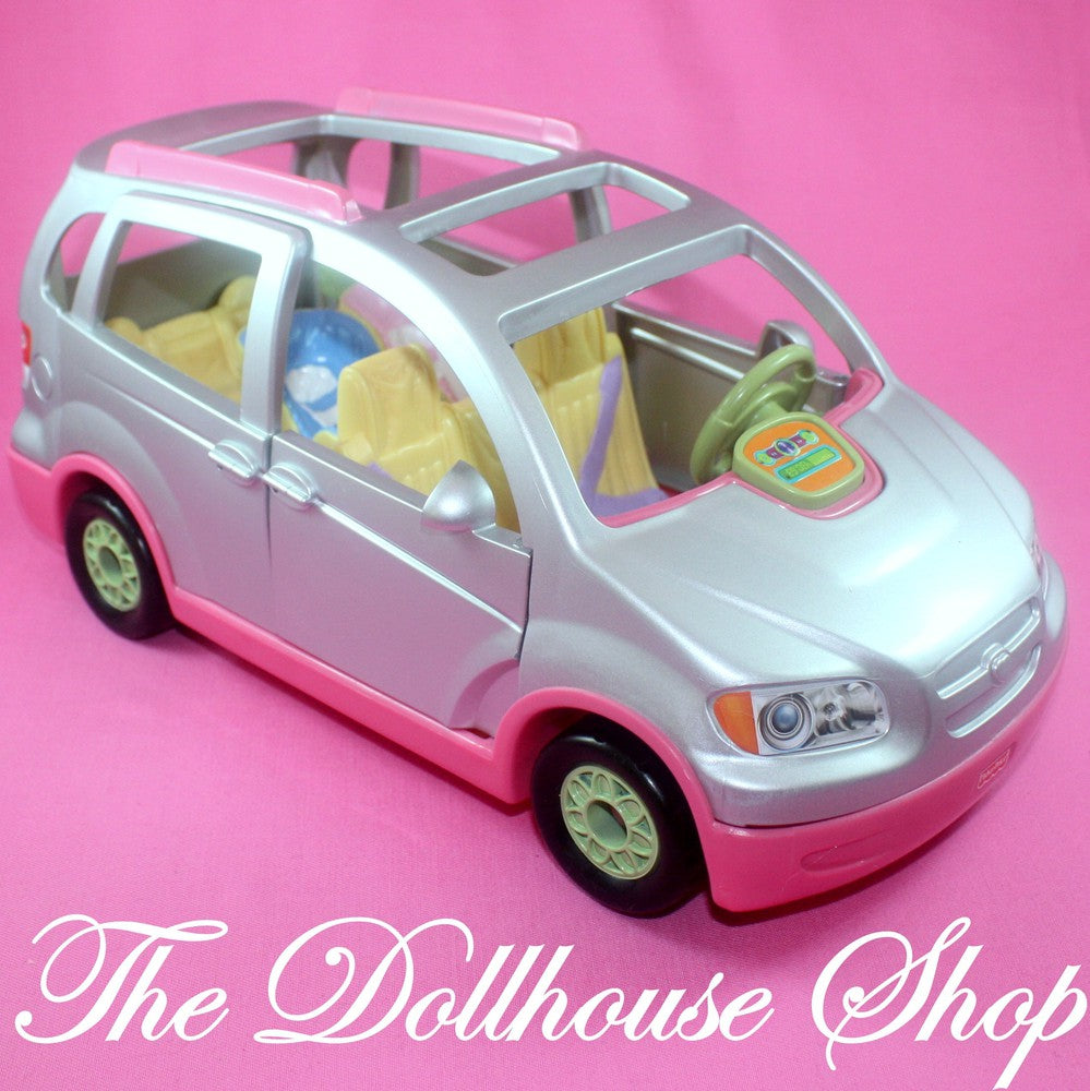 Fisher price Loving Family Dollhouse Silver Musical Minivan Van SUV Car-Toys & Hobbies:Preschool Toys & Pretend Play:Fisher-Price:1963-Now:Dollhouses-Fisher-Price-Cars Vans & Campers,Dollhouse,Fisher Price,Loving Family,Used-The Dollhouse Shop