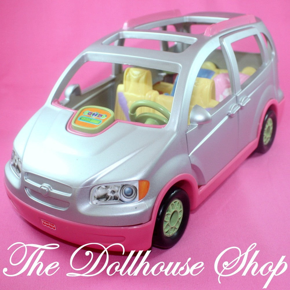 Fisher price Loving Family Dollhouse Silver Musical Minivan Van SUV Car-Toys & Hobbies:Preschool Toys & Pretend Play:Fisher-Price:1963-Now:Dollhouses-Fisher-Price-Cars Vans & Campers,Dollhouse,Fisher Price,Loving Family,Used-The Dollhouse Shop