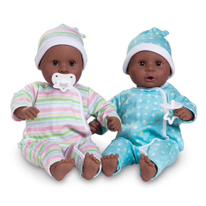 Melissa & Doug Mine to Love Twins Tyler & Taylor Dolls (African American)-Dolls & Bears:Dolls-Melissa & Doug-15 inch Doll sets,Baby Dolls,Melissa & Doug,Mine to Love,New,New Boxed Sets-The Dollhouse Shop