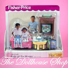 NEW Fisher Price Loving Family Dollhouse Night at the Movies Living Room set-Toys & Hobbies:Preschool Toys & Pretend Play:Fisher-Price:1963-Now:Dollhouses-Fisher-Price-Chairs,Dollhouse,Fisher Price,Living Room,Loving Family,New,New Boxed Sets,Twin Time-NEW Fisher Price Loving Family Dollhouse Night at the Movies set with TV, popcorn, and games! Find it now at The Dollhouse Shop for endless fun!-The Dollhouse Shop
