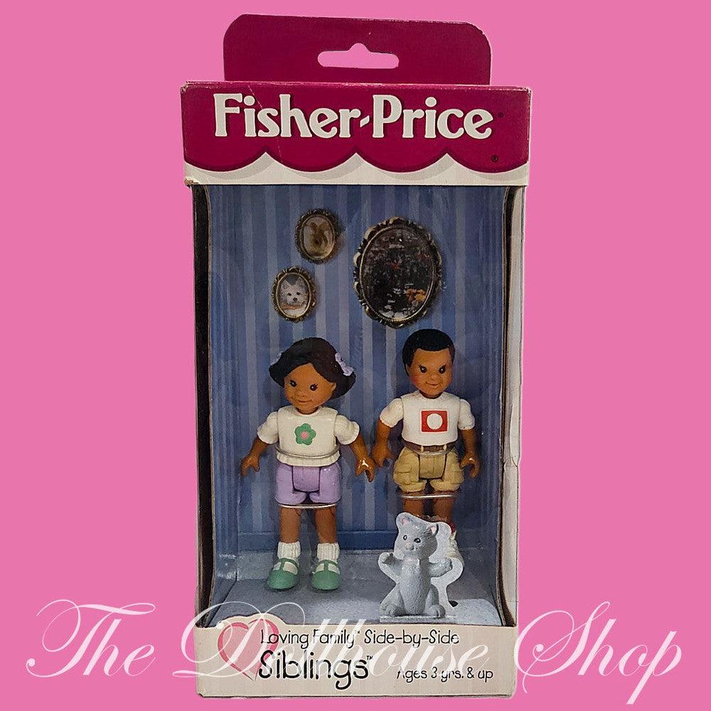 New Fisher Price Loving Family Dollhouse African American Sibling Dolls Boy Girl-Toys & Hobbies:Preschool Toys & Pretend Play:Fisher-Price:1963-Now:Dollhouses-Fisher-Price-African American,Boy Dolls,Brother,Dollhouse,Dolls,Fisher Price,Girl Dolls,Loving Family,New,New Boxed Sets,Twin Dolls-Fisher Price Loving Family Dollhouse African American twin siblings set from 1999. Perfect for pretend play! Find it now at The Dollhouse Shop!-The Dollhouse Shop