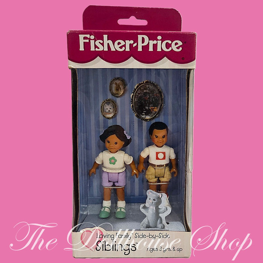 New Fisher Price Loving Family Dollhouse African American Sibling Dolls Boy Girl-Toys & Hobbies:Preschool Toys & Pretend Play:Fisher-Price:1963-Now:Dollhouses-Fisher-Price-African American,Boy Dolls,Brother,Dollhouse,Dolls,Fisher Price,Girl Dolls,Loving Family,New,New Boxed Sets,Twin Dolls-Fisher Price Loving Family Twin Time Dollhouse furniture and accessories Side-by-Side Siblings Set includes blonde twin girl and boy doll figures. This brother and sister are ready for lots of fun together in the Loving F