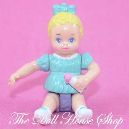 Playskool Dollhouse Nursery Blonde Baby Girl Doll Figure Green Top-Toys & Hobbies:Preschool Toys & Pretend Play:Playskool-Playskool-Baby,Blonde Hair,Dollhouse,Dolls,Green,Nursery Room,Playskool Dollhouse,Used-The Dollhouse Shop