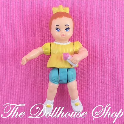 Playskool Dollhouse Nursery Brunette Baby Girl Doll Figure Yellow Top-The Dollhouse Shop