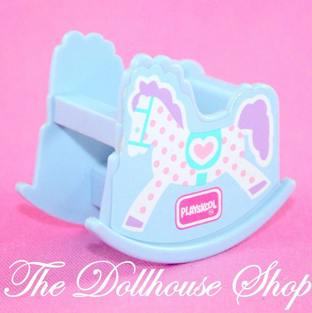 Playskool Dollhouse Nursery Toy Blue Baby Doll Rocking Horse For Fisher Price-Toys & Hobbies:Preschool Toys & Pretend Play:Playskool-Playskool-Dollhouse,Kids Bedroom,Nursery Room,Playroom,Playskool Dollhouse,Used-The Dollhouse Shop