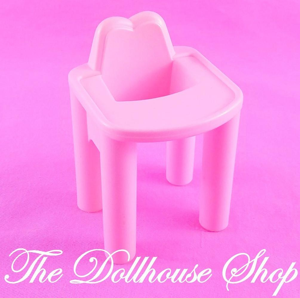 Playskool Dollhouse Pink Baby Girl or Boy Doll's Nursery High Chair-Toys & Hobbies:Preschool Toys & Pretend Play:Playskool-Playskool-Chairs,Dining Room,Kitchen,Nursery Room,Pink,Playskool Dollhouse,Used-The Dollhouse Shop
