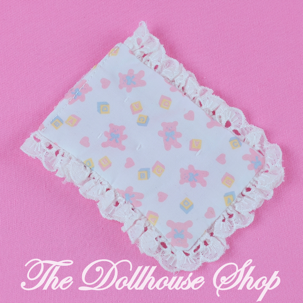 Playskool Dollhouse White Nursery Crib Blanket Bed Sheet Bear-Toys & Hobbies:Preschool Toys & Pretend Play:Playskool-Playskool-Blankets & Rugs,Dollhouse,Nursery Room,Playskool Dollhouse,Used,White-Playskool Dollhouse Nursery Pram / Stroller / Buggy for your dollhouse baby Fisher Price Loving Family Dollhouse dream my first mrs goodbee caring corners -The Dollhouse Shop