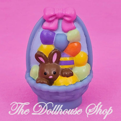 Fisher Price Little People Blue Easter Egg Basket with brown bunny-The Dollhouse Shop