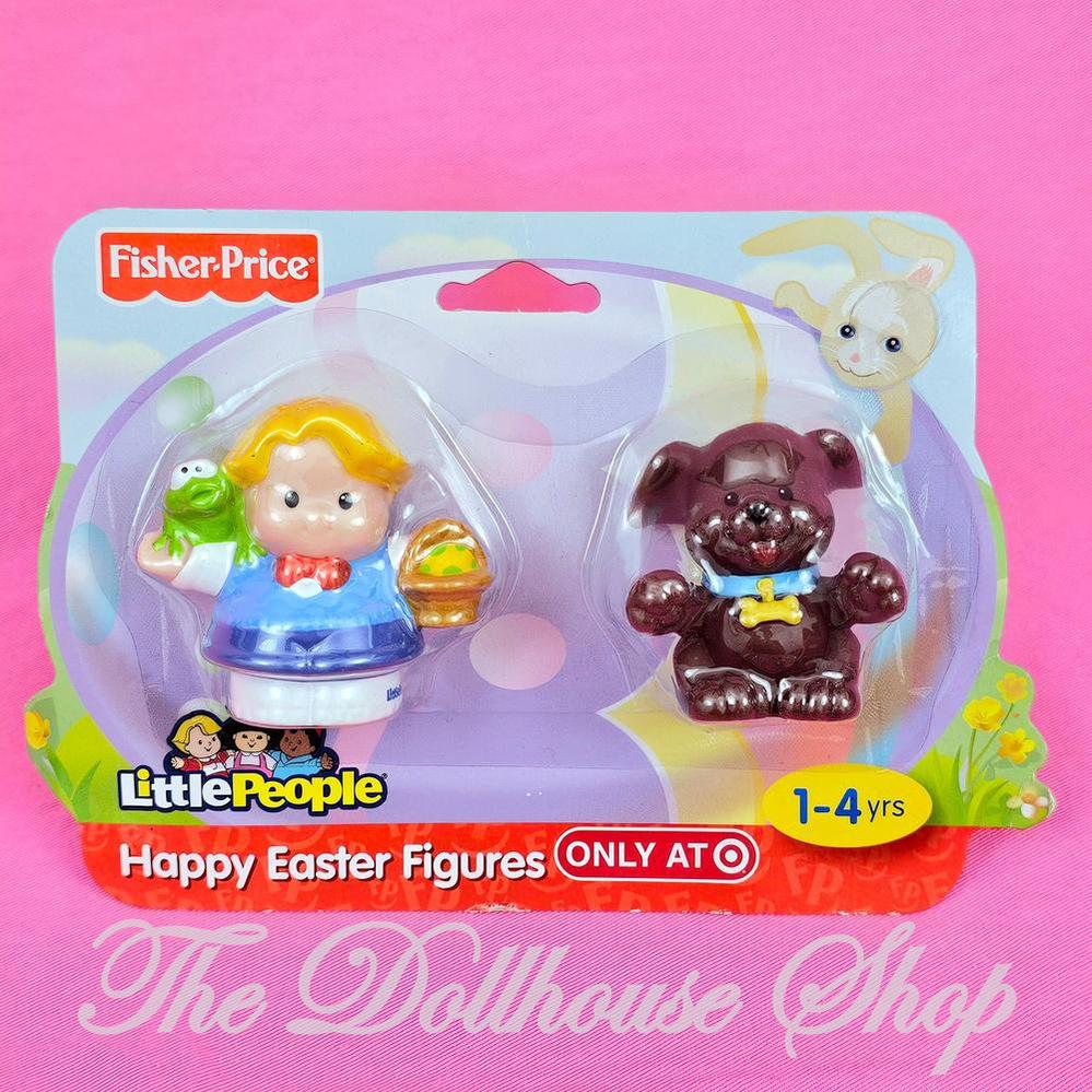Fisher Price Little People Boy Eddie Brown Puppy Happy Easter Figures-The Dollhouse Shop