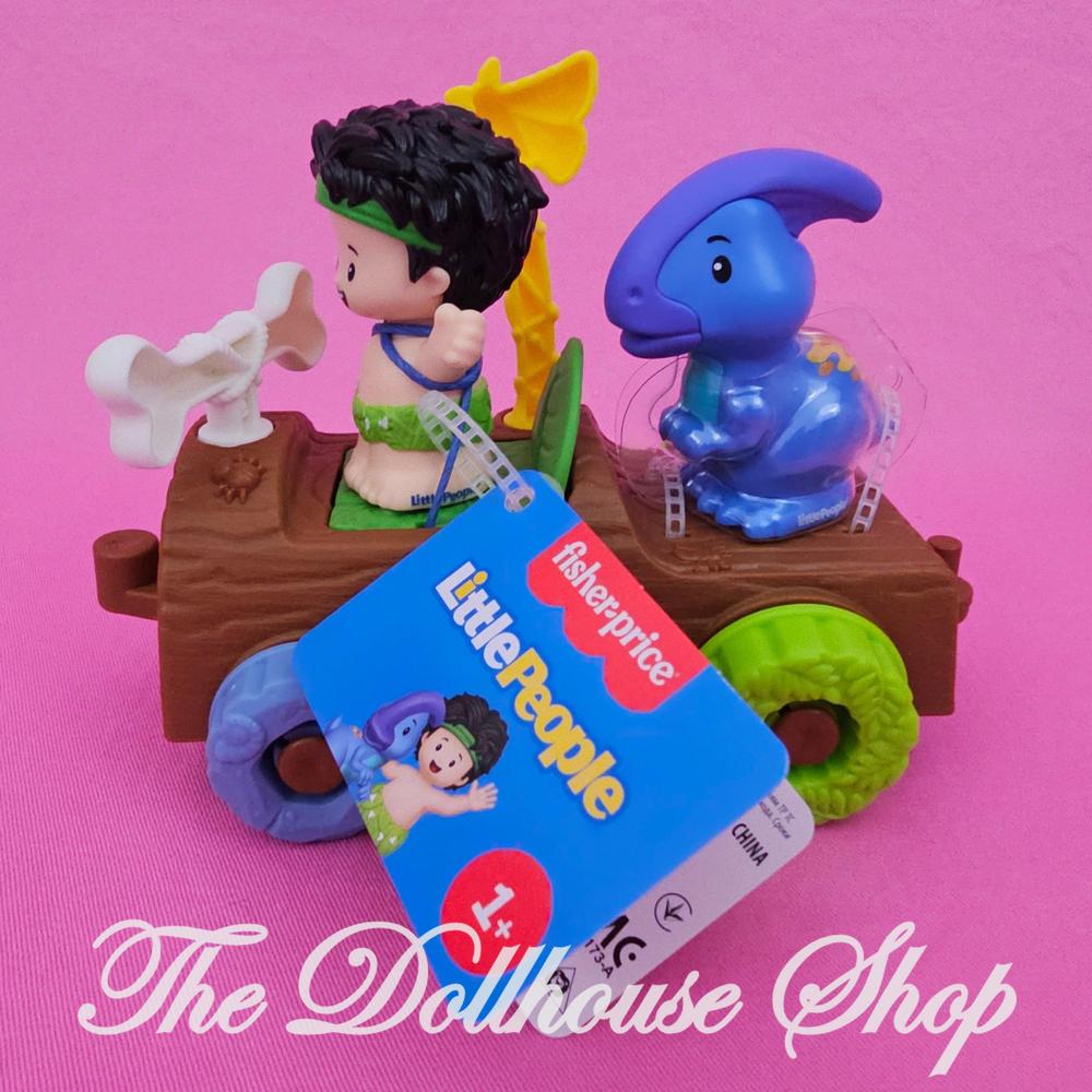 Fisher Price Little People Dinosaur Parade Log Car and boy figure-The Dollhouse Shop