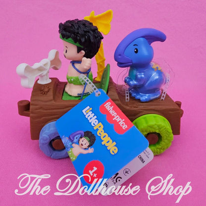 Fisher Price Little People Dinosaur Parade Log Car and boy figure-The Dollhouse Shop