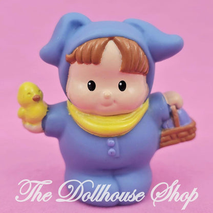 Fisher Price Little People Figure Boy Blue Bunny Costume Easter Basket Chicken-The Dollhouse Shop