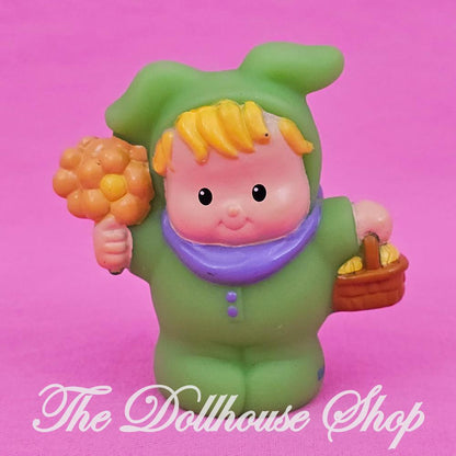 Fisher Price Little People Figure Green Bunny Costume Easter Basket Flower-The Dollhouse Shop