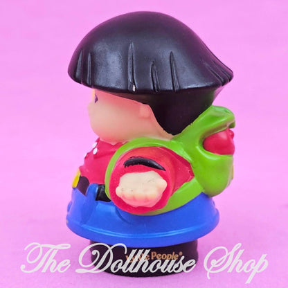 Fisher-Price Little People Neighborhood Asian Boy Back Pack Cup Red Top-The Dollhouse Shop