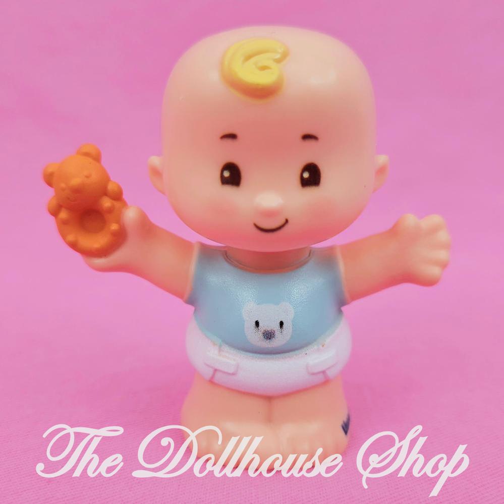 Fisher-Price Little People Nursery Blonde Baby Girl Boy Blue Bear Top-The Dollhouse Shop