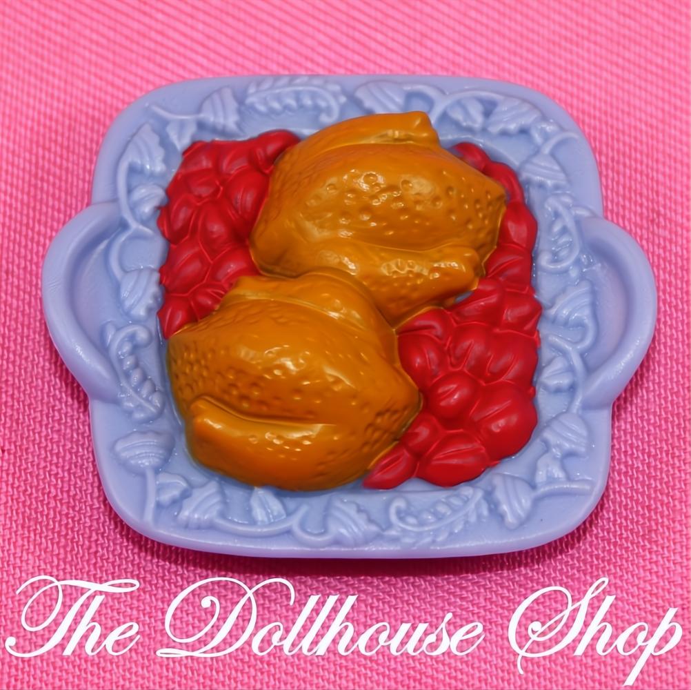 Fisher-Price Loving Family Dollhouse 2 Roast Turkeys Blue Food Tray-The Dollhouse Shop