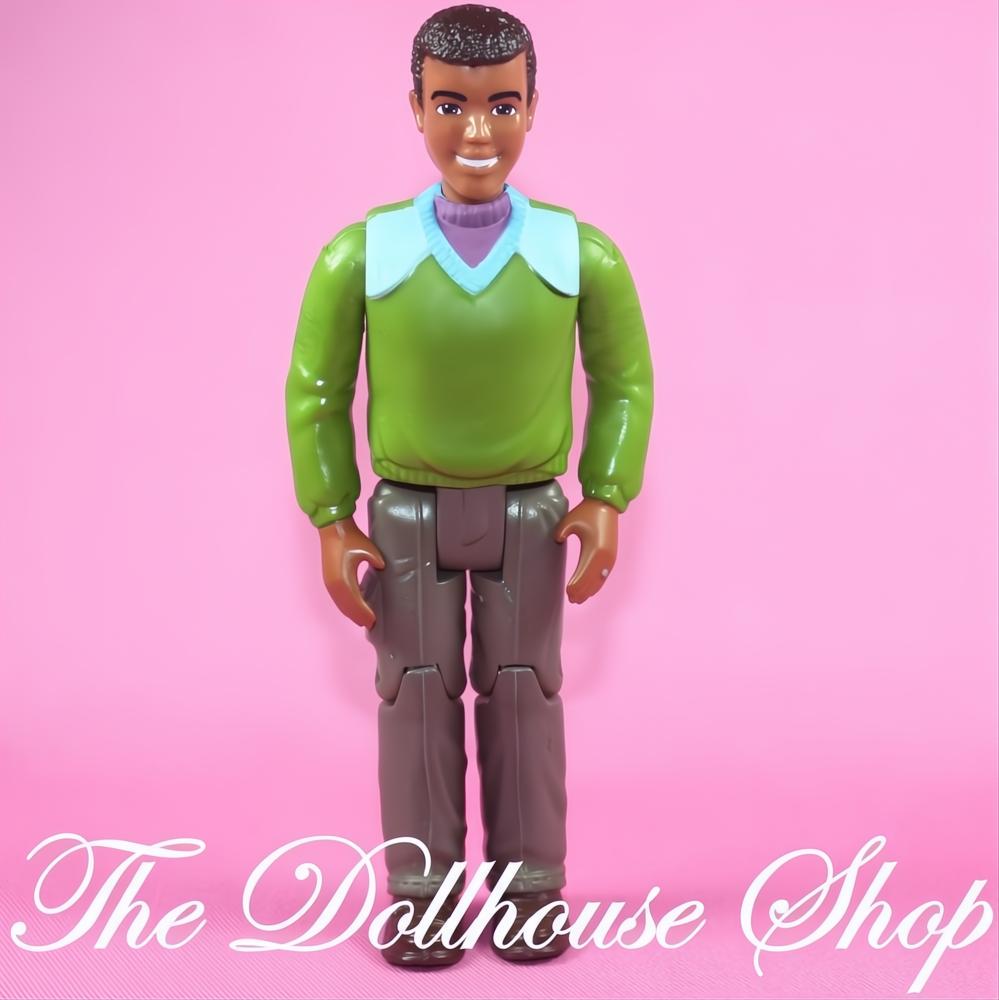 Fisher-Price Loving Family Dollhouse African American Dad Doll Green Top-The Dollhouse Shop