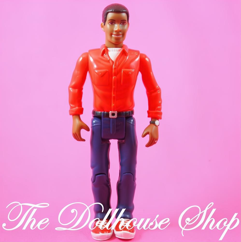 Fisher-Price Loving Family Dollhouse African American Father Dad Doll Red Top-The Dollhouse Shop