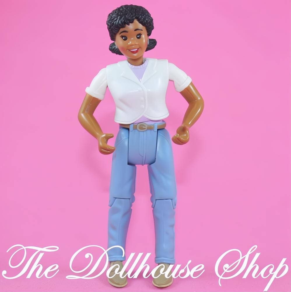 Fisher-Price Loving Family Dollhouse African American Mom Doll White top-The Dollhouse Shop