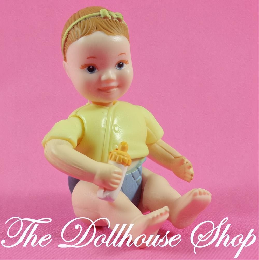 Fisher-Price Loving Family Dollhouse Baby Girl Doll Yellow Top Bottle Headband-The Dollhouse Shop
