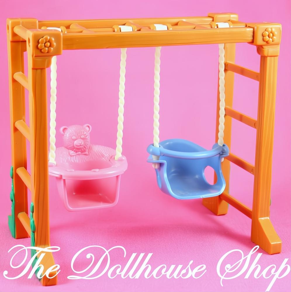 Fisher-Price Loving Family Dollhouse Backyard Double Swing set Playground-The Dollhouse Shop