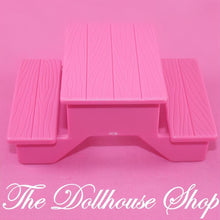 Fisher Price Loving Family Dollhouse Backyard Pink Picnic Table Bench Seat-The Dollhouse Shop