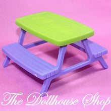 Fisher-Price Loving Family Dollhouse Backyard Purple Green Picnic Table-The Dollhouse Shop