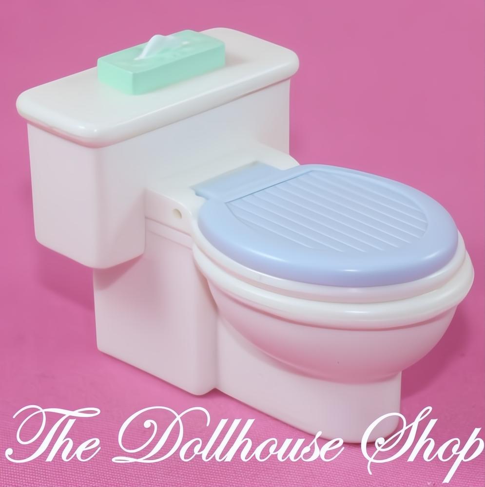 Fisher Price Loving Family Dollhouse Bathroom Blue White Doll's Toilet-The Dollhouse Shop