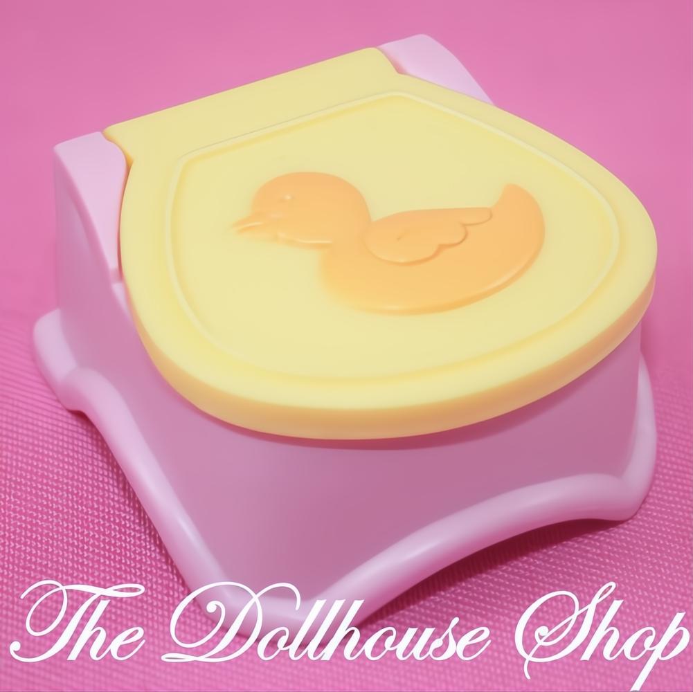 Fisher-Price Loving Family Dollhouse Bathroom Dolls Pink Ducky Potty-The Dollhouse Shop