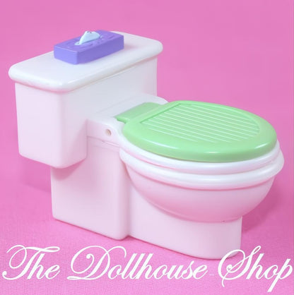Fisher-Price Loving Family Dollhouse Bathroom Green White Doll's Toilet-The Dollhouse Shop