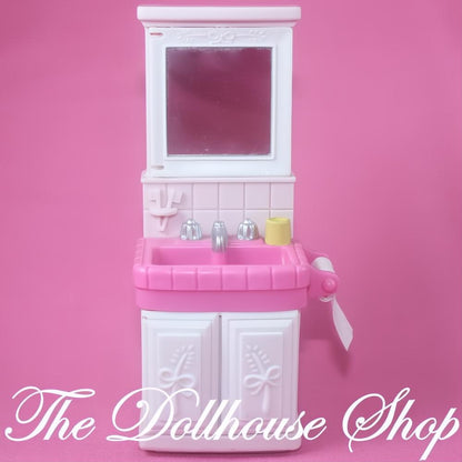 Fisher-Price Loving Family Dollhouse Bathroom Pink Vanity Sink with Mirror-The Dollhouse Shop