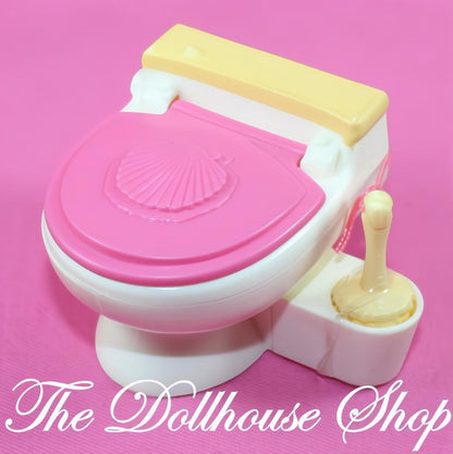 Fisher-Price Loving Family Dollhouse Bathroom Pink White Doll Toilet w/ Brush-The Dollhouse Shop