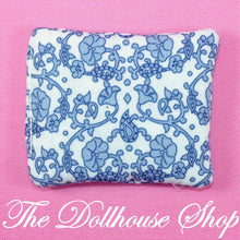 Fisher-Price Loving Family Dollhouse Bedroom Blue White Floral Pillow-The Dollhouse Shop