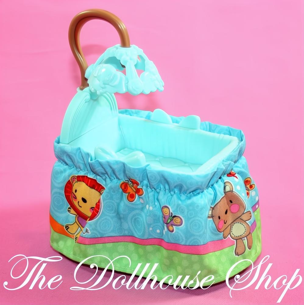 Fisher Price Loving Family Dollhouse Blue Baby Boy Doll Crib Cradle Nursery-The Dollhouse Shop