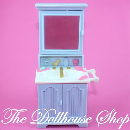 Fisher Price Loving Family Dollhouse Blue Bathroom Vanity Sink with cabinet-The Dollhouse Shop
