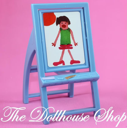Fisher-Price Loving Family Dollhouse Blue Flip Nursery Easel Chalk Board-The Dollhouse Shop