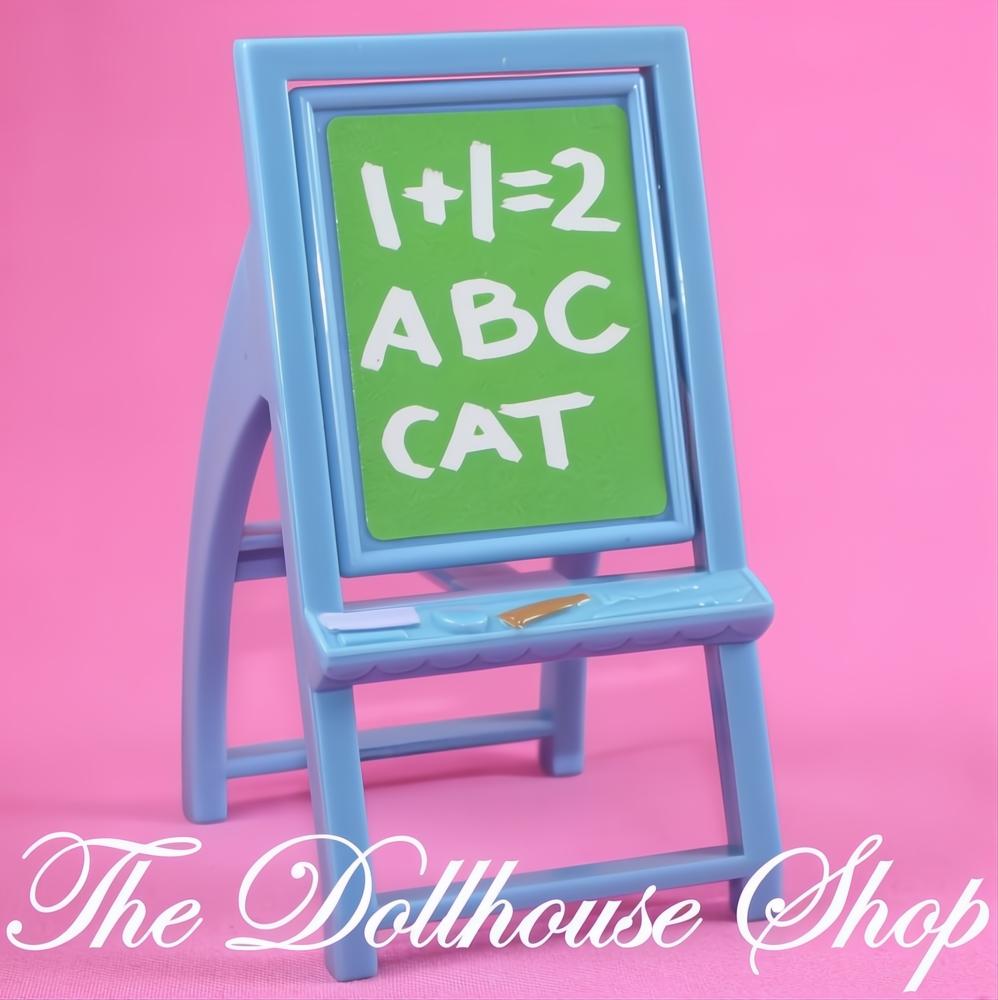 Fisher-Price Loving Family Dollhouse Blue Flip Nursery Easel Chalk Board-The Dollhouse Shop