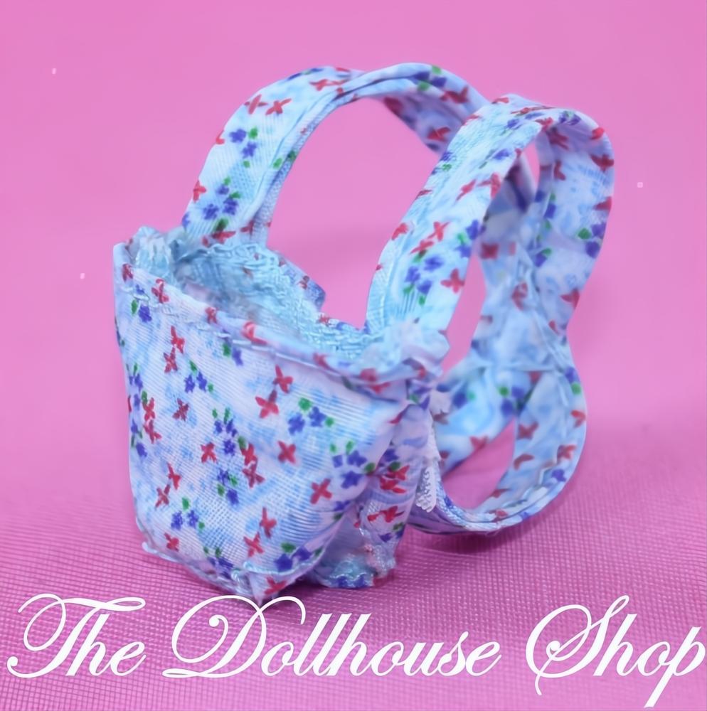 Fisher-Price Loving Family Dollhouse Blue Floral Baby Doll Carrier Nursery-The Dollhouse Shop