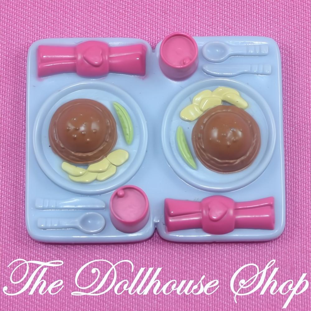 Fisher-Price Loving Family Dollhouse Blue Food Tray Plate Burgers Drinks-The Dollhouse Shop