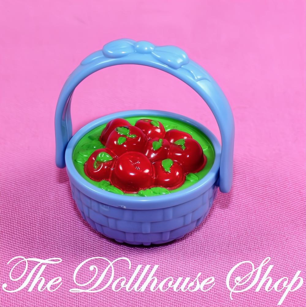 Fisher Price Loving Family Dollhouse Blue Horse Pony Food Basket Apples-The Dollhouse Shop