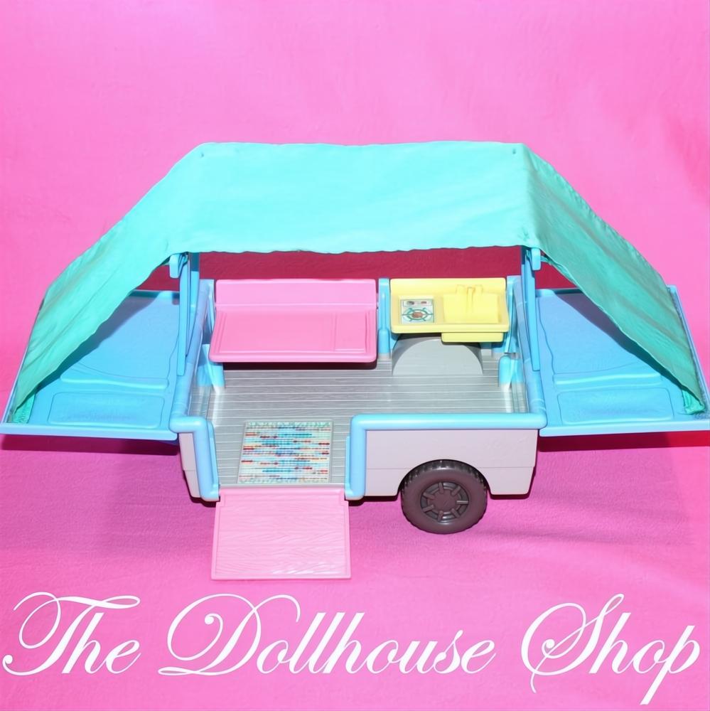 Fisher-Price Loving Family Dollhouse Blue Pop-Up Camper Trailer Canopy-The Dollhouse Shop