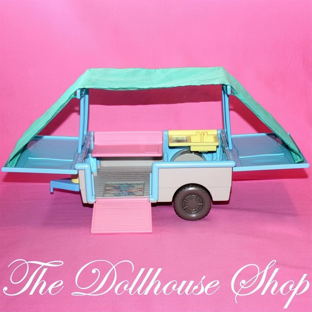 Fisher-Price Loving Family Dollhouse Blue Pop-Up Camper Trailer Canopy-The Dollhouse Shop